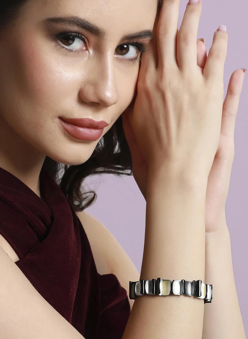 SOHI Black & Rolled Square Artificial Bracelet Jewellery