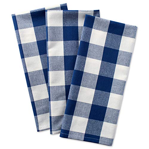 DII Buffalo Check Kitchen Collection, Classic Farmhouse Dishtowel Set, 20x30, Navy & Cream, 3 Piece - Image 2