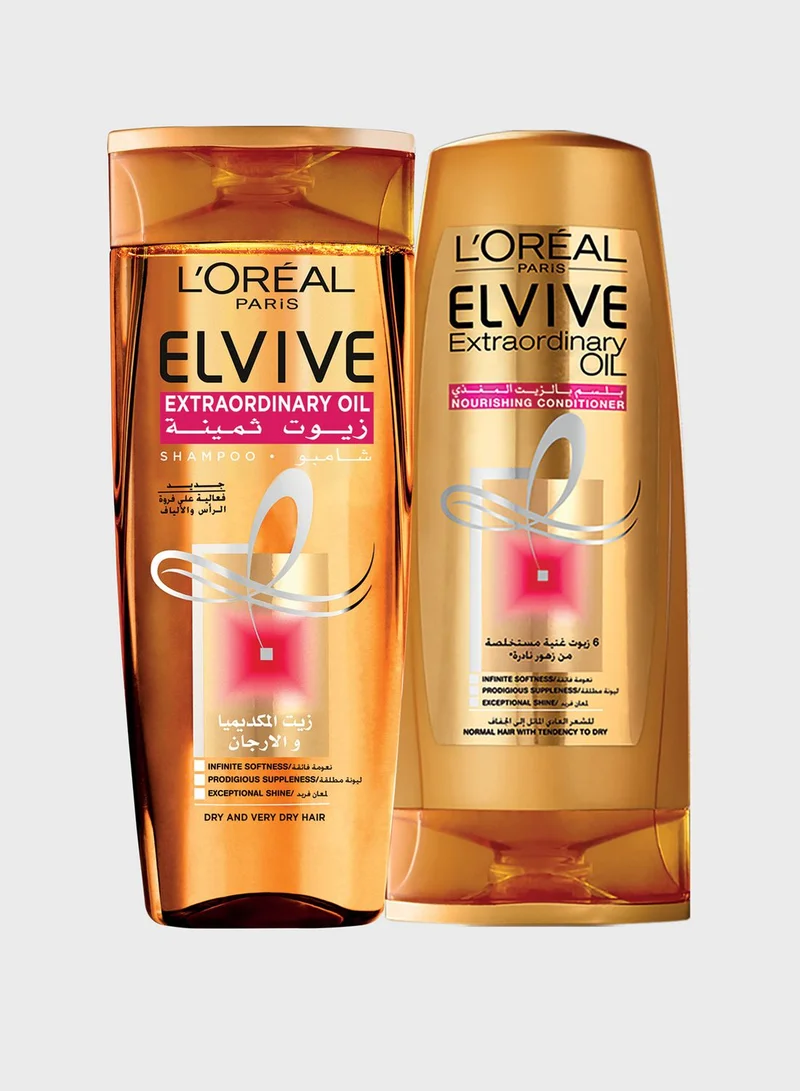 L'OREAL PARIS Elvive Oil Shampoo Very Dry Hair 400ml + Conditioner 400 Dry Hair Pack, Savings 29%