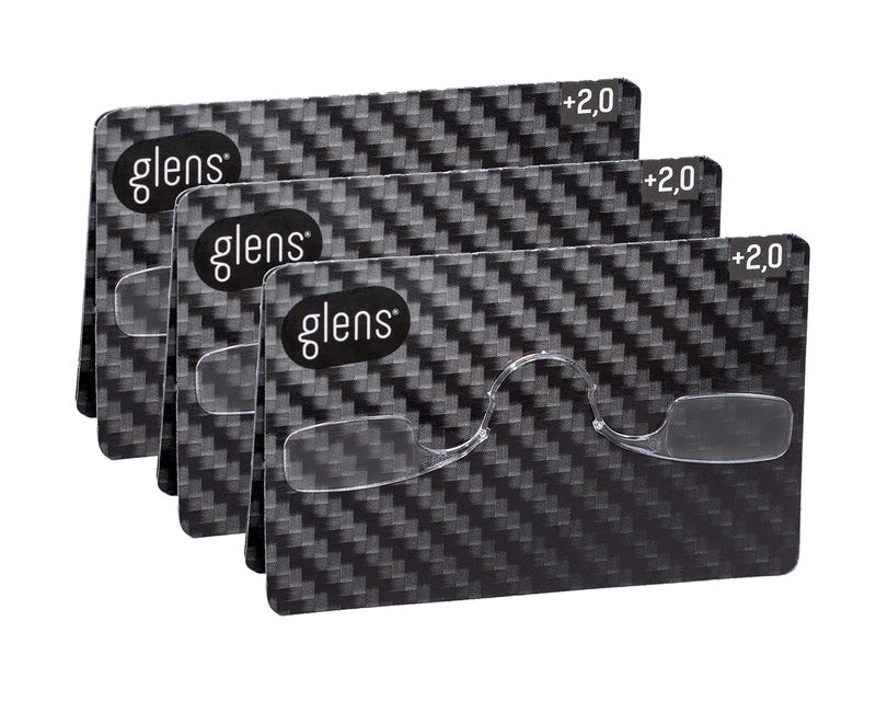 glens Unisex Armless Reading Glasses - 3 Readers in +1.5 Carbon Pack- Emergency Lightweight Pocket Ultra Thin Readers - Reading Glasses Men & Women - 4 Colors 4 Diopters Available - Image 1