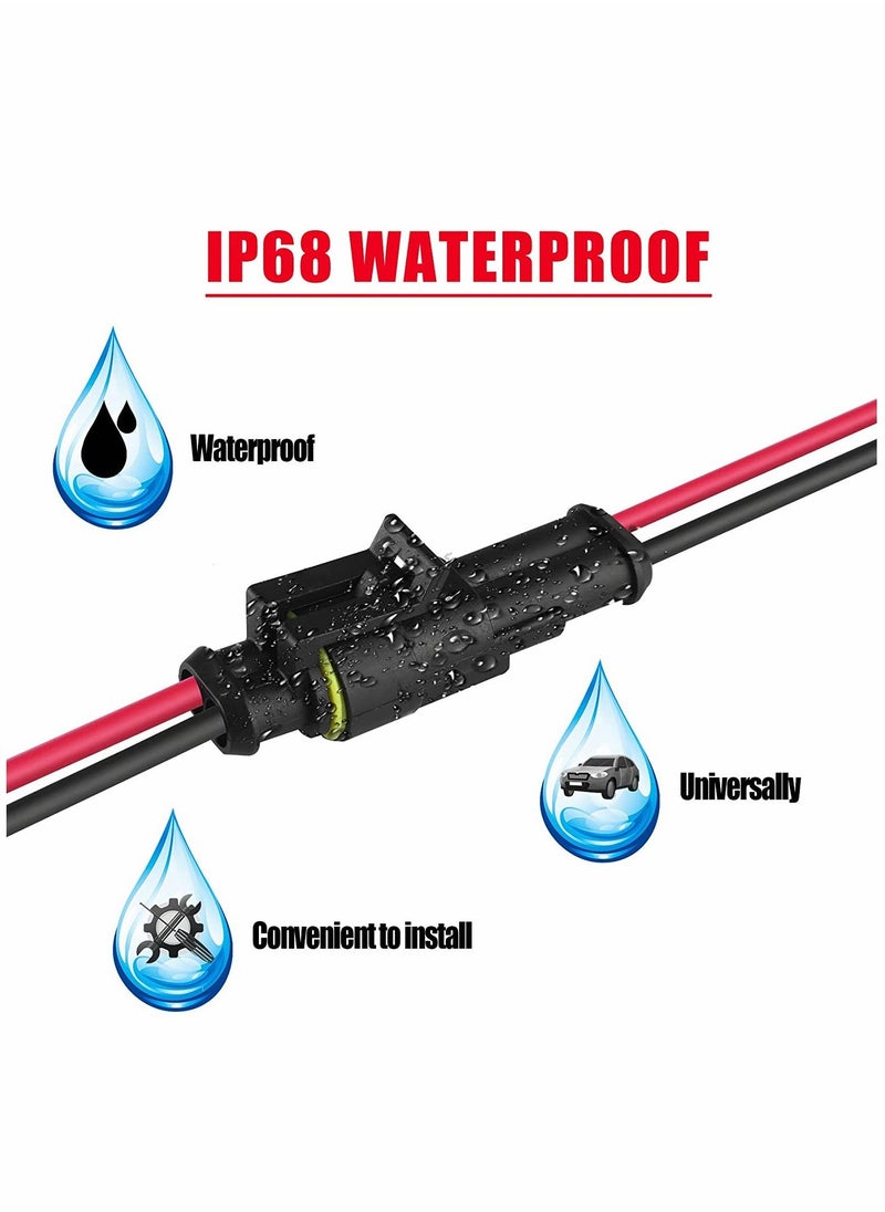 16awg 5 Kits 2 Pin Waterproof Connectors With 10cm Pigtail 1.5mm Series Rubber Seal Electrical Terminals, 2p1.5 Series Hid Plug Car Waterproof Connector, Car Connector Plug with Cable Complete Set  - Image 4