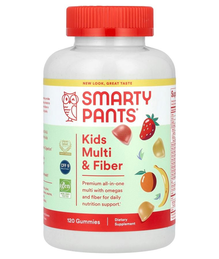 SmartyPants Kids Multi and Fiber Lemon Orange & Strawberry Banana 120 Gummies