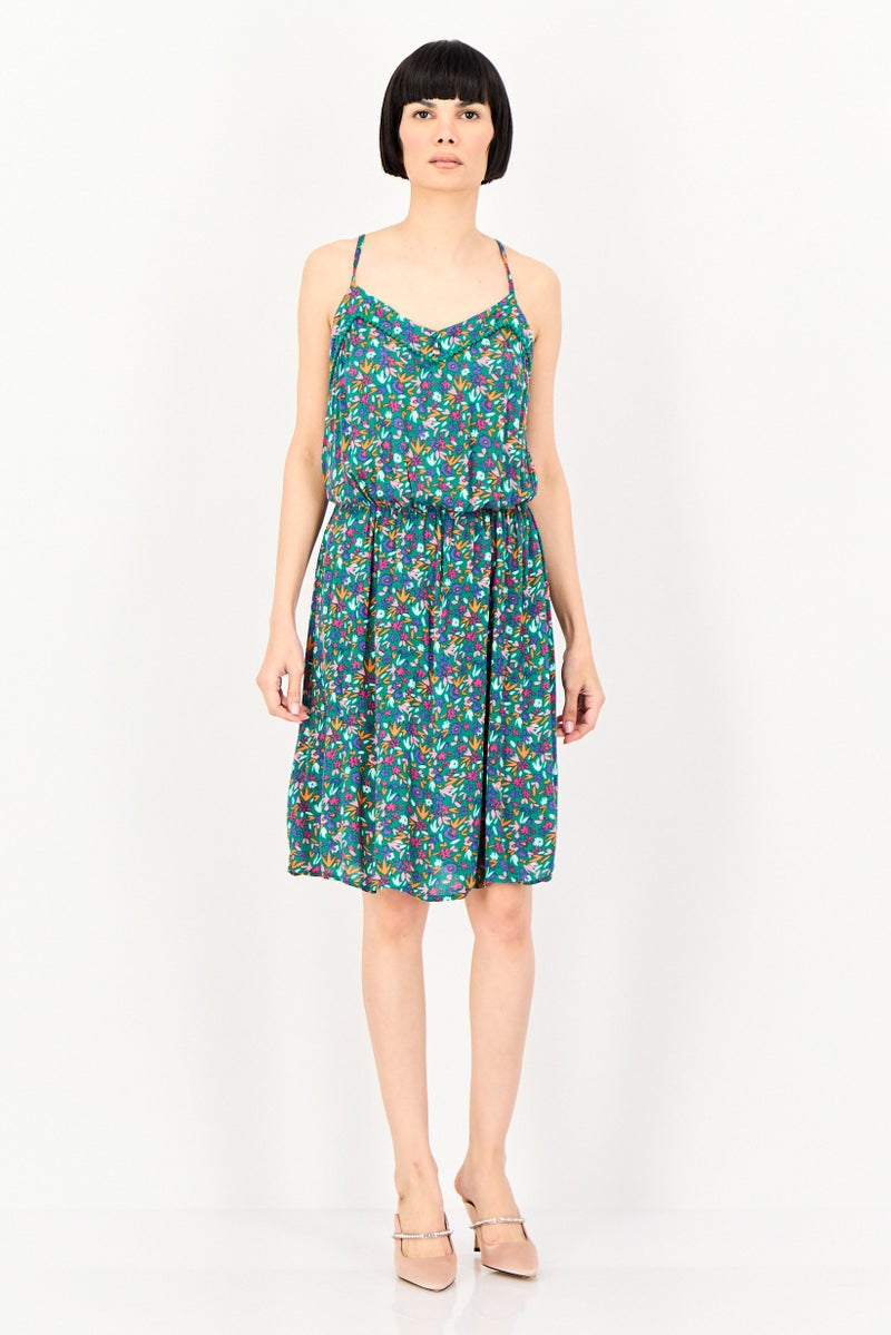 promod Women Allover Print Mini Dress, Multicolor - Image 3