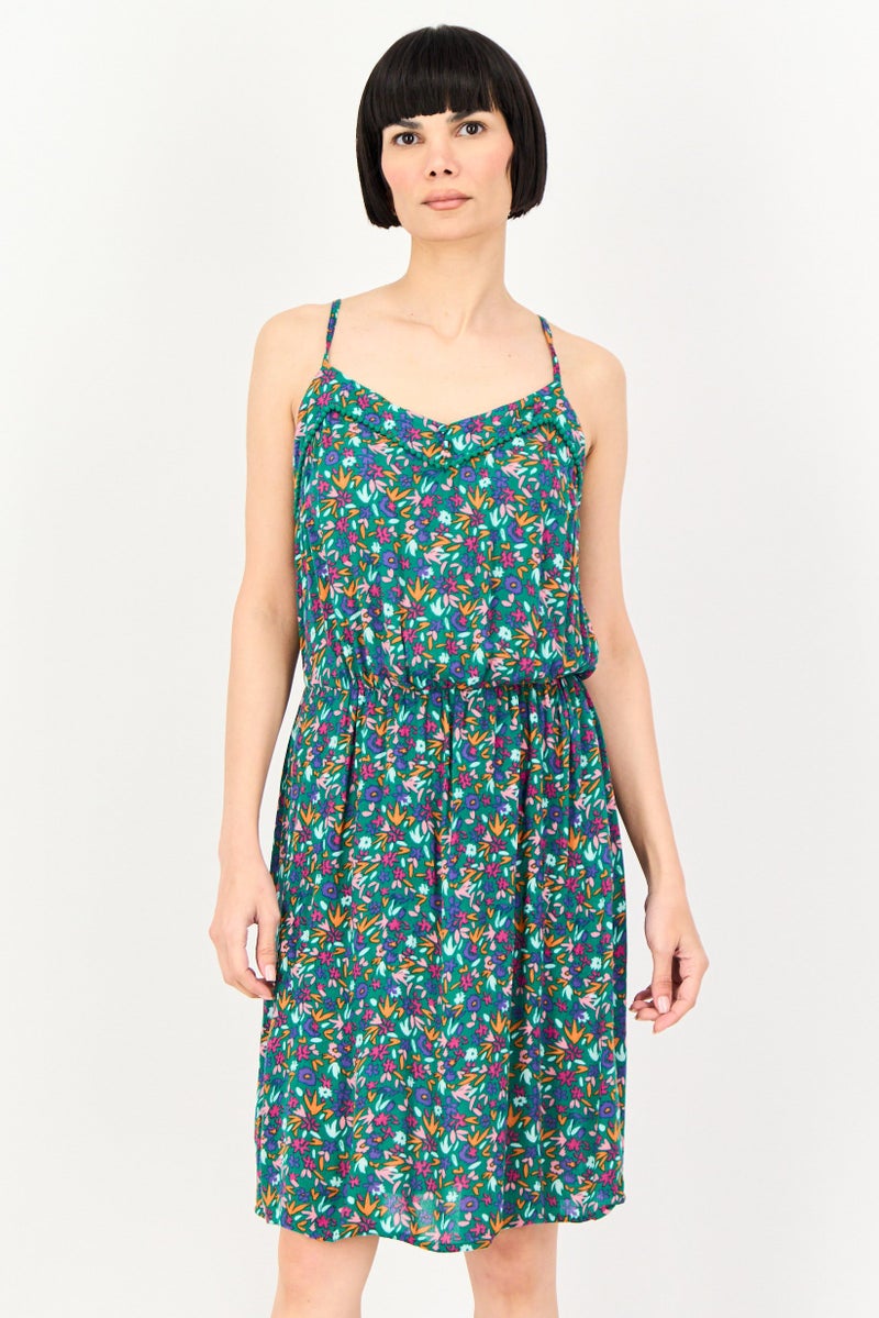 promod Women Allover Print Mini Dress, Multicolor - Image 1