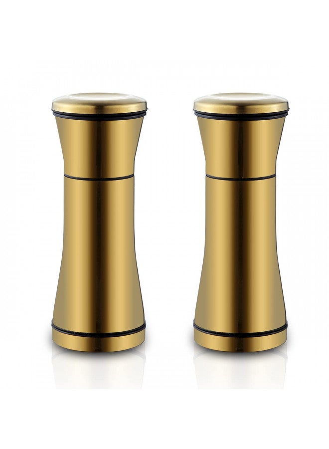 Kyraton Gold Salt and Pepper Shakers, Titanium Plating Stainless Steel Salt and Pepper Grinders Refillable Pepper Grinder, Pepper Mill, Salt Grinder, Salt Shaker, Salt Pepper Shaker Set of 2 - Image 1