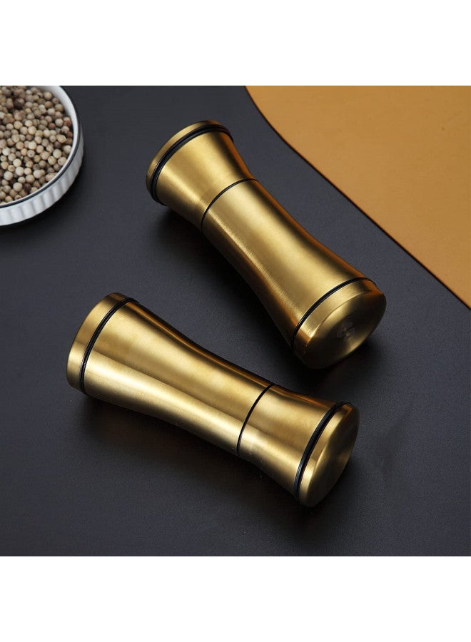 Kyraton Gold Salt and Pepper Shakers, Titanium Plating Stainless Steel Salt and Pepper Grinders Refillable Pepper Grinder, Pepper Mill, Salt Grinder, Salt Shaker, Salt Pepper Shaker Set of 2 - Image 2