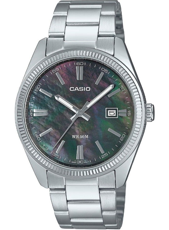 CASIO MTP-1302DS-1A Men’s Watch – Mother of Pearl Dial, Stainless Steel Bracelet, 50M Water Resistance - Image 1