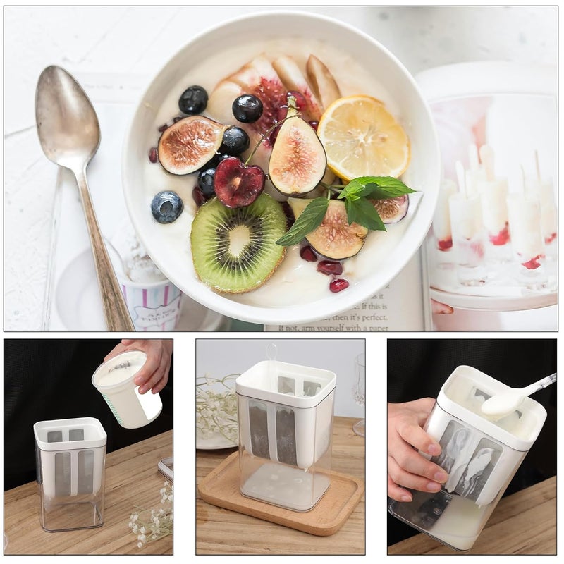 NQEUEPN Yogurt Strainer 1100ml Yogurt Maker Strainer Multipurpose Yogurt Filter with Fine Mesh Bag Lid Reusable Greek Yogurt Pouch Filter Kitchen Whey Separator Tool for Yogurt Juice Tea Nut Milk Cheese  - Image 5