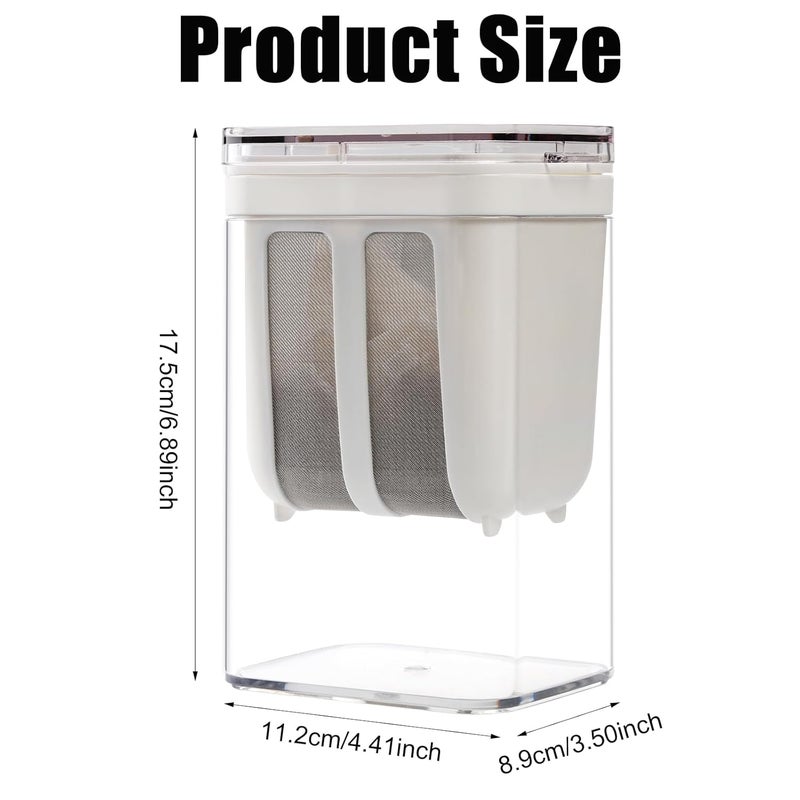 NQEUEPN Yogurt Strainer 1100ml Yogurt Maker Strainer Multipurpose Yogurt Filter with Fine Mesh Bag Lid Reusable Greek Yogurt Pouch Filter Kitchen Whey Separator Tool for Yogurt Juice Tea Nut Milk Cheese  - Image 2