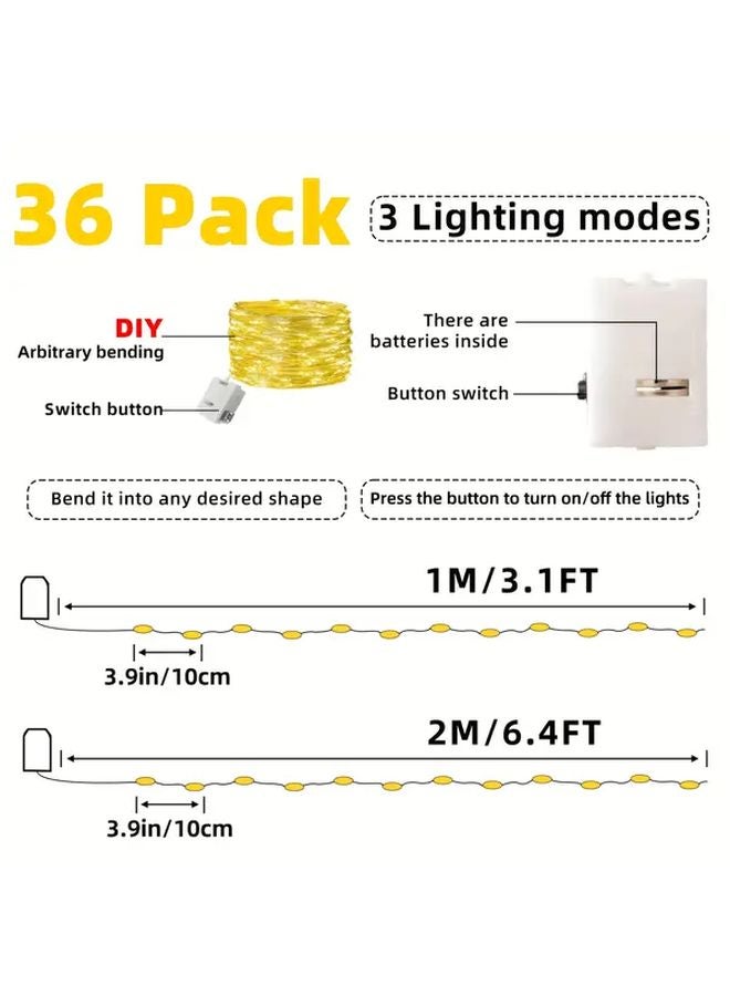 36 حزمة من أضواء الجنية البيضاء LED 78 74 بوصة 20 خرزة LED ثلاث أوضاع زخرفية - Image 4