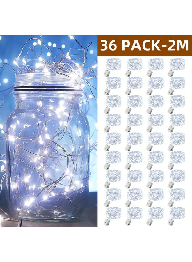 36 حزمة من أضواء الجنية البيضاء LED 78 74 بوصة 20 خرزة LED ثلاث أوضاع زخرفية - Image 1