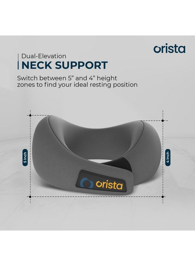 Orista‚Ñ¢ Travel Neck Pillow | Premium Memory Foam Neck Pillow for Flight Travel, Car Sleeping | Adjustable Head Rest, Neck Rest Travelling Pillow for Sleeping Head Support | Grey Velvet - Image 3