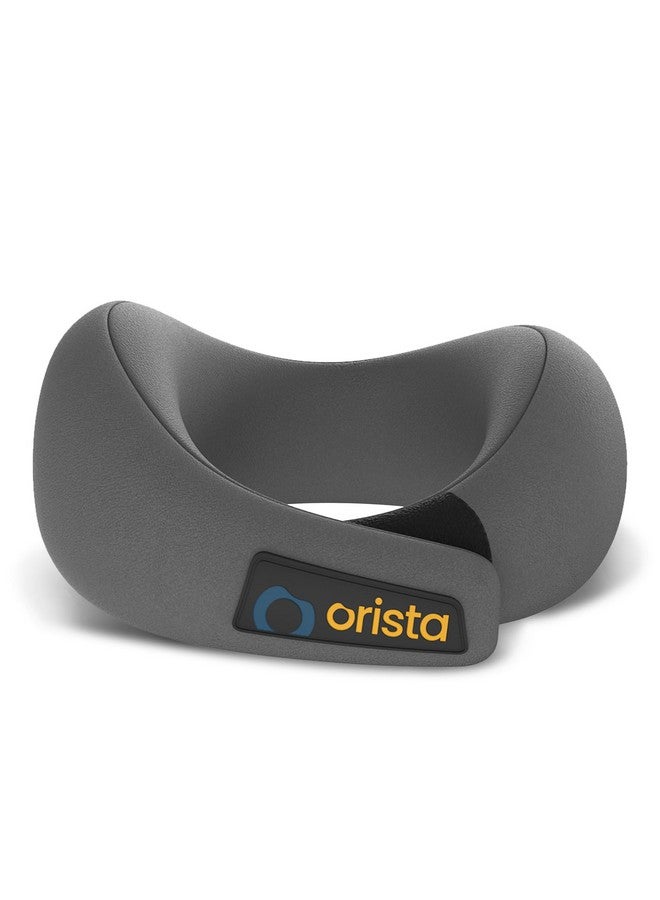 Orista‚Ñ¢ Travel Neck Pillow | Premium Memory Foam Neck Pillow for Flight Travel, Car Sleeping | Adjustable Head Rest, Neck Rest Travelling Pillow for Sleeping Head Support | Grey Velvet - Image 1