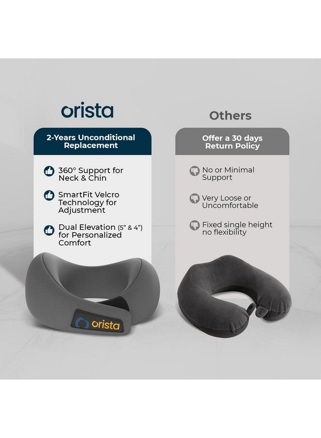 Orista‚Ñ¢ Travel Neck Pillow | Premium Memory Foam Neck Pillow for Flight Travel, Car Sleeping | Adjustable Head Rest, Neck Rest Travelling Pillow for Sleeping Head Support | Grey Velvet - Image 4