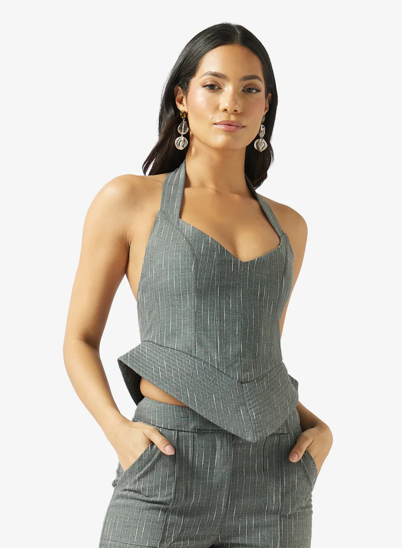 Pinstripe Halter Neck Top