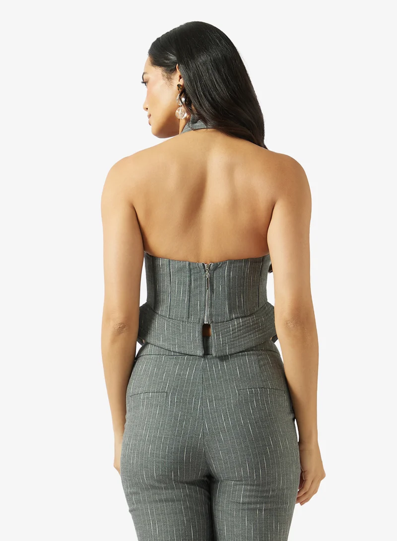 Fyor  Pinstripe Halter Neck Top for Women | Best Price UAE