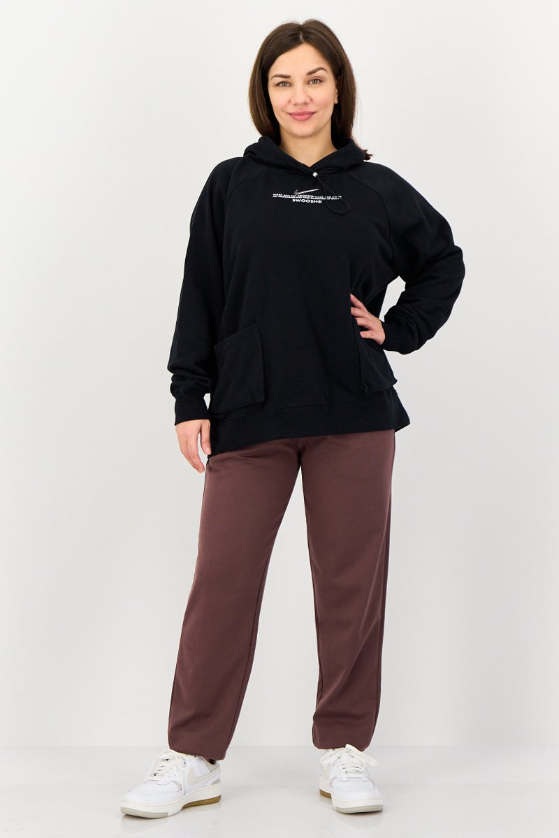 Nike هودي خارجي للنساء بأكمام طويلة ومقاس كبير، أسود - Image 4