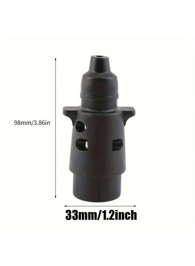 Plastic Black 7 Pin Socket Plug 12V Round Trailer Wiring Connector - Image 2