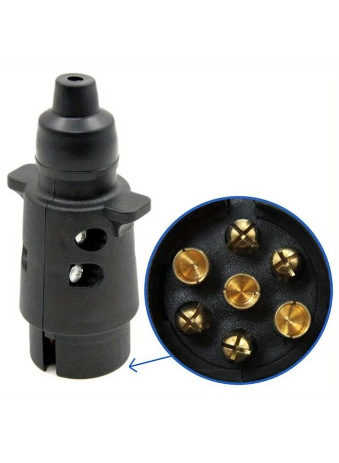 Plastic Black 7 Pin Socket Plug 12V Round Trailer Wiring Connector - Image 4
