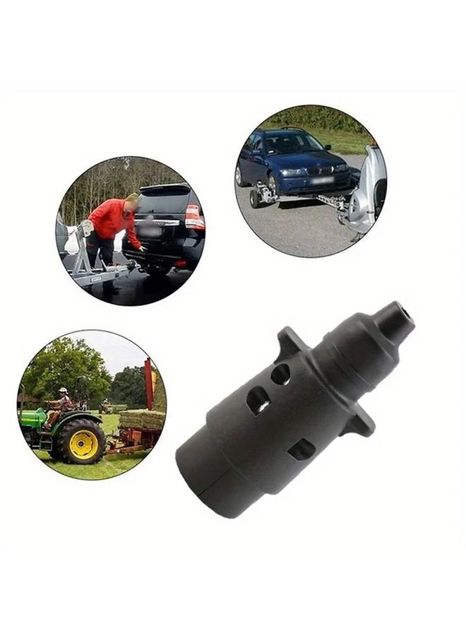 Plastic Black 7 Pin Socket Plug 12V Round Trailer Wiring Connector - Image 3