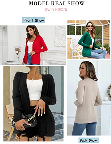 LIENRIDY Women's Cardigans Lightweight Long Sleeve Open Front Sweater Cardigan Black XL - Image 2