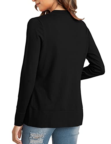 LIENRIDY Women's Cardigans Lightweight Long Sleeve Open Front Sweater Cardigan Black XL - Image 4
