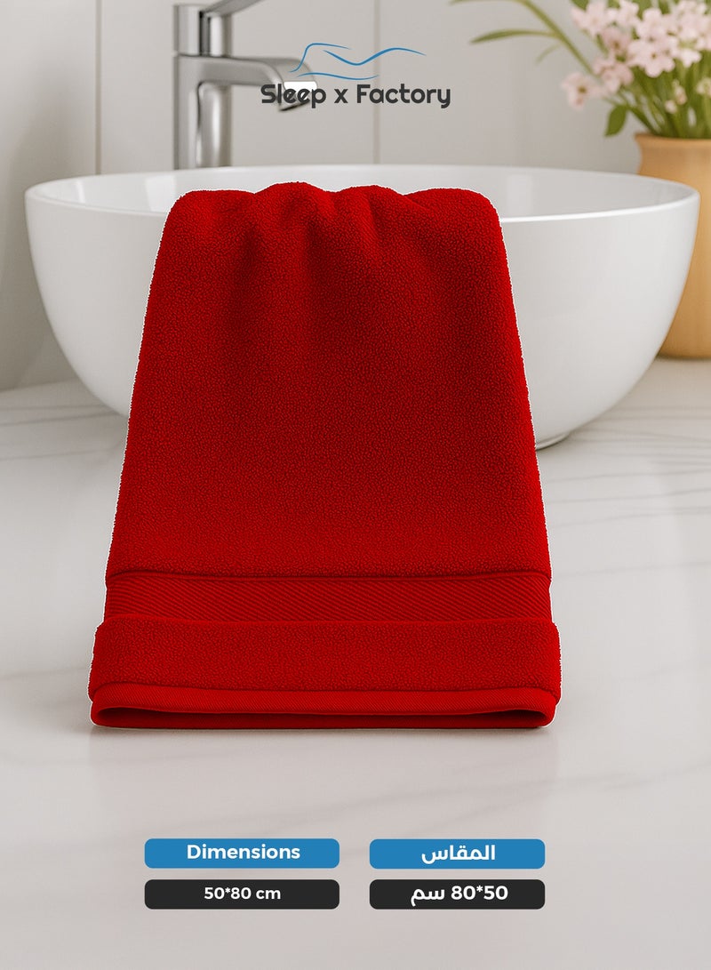 Sleep x Factory Red Hand Towel – 100% Cotton, Soft & Absorbent – 50x80 cm - Image 3