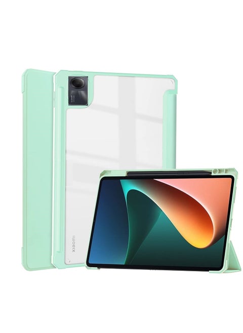 2023 Released Redmi Pad SE 11" Case, Clear Back Transparent with Pen Holder, Redmi Pad se Cover, Tablet Case with Auto Sleep Function, Trifold Stand, Shockproof, Lightweight (Redmi Pad SE, Mint Green)