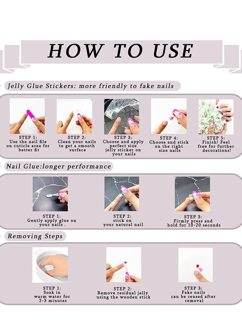 SYOSI Glossy Nude Press on Nails Long Oval False Medium Length Nails Pink Peach Pattern Fake Nails Acrylic Full Cover Artificial Nail Tips for Women&Girls Manicure 24PCS - Image 5