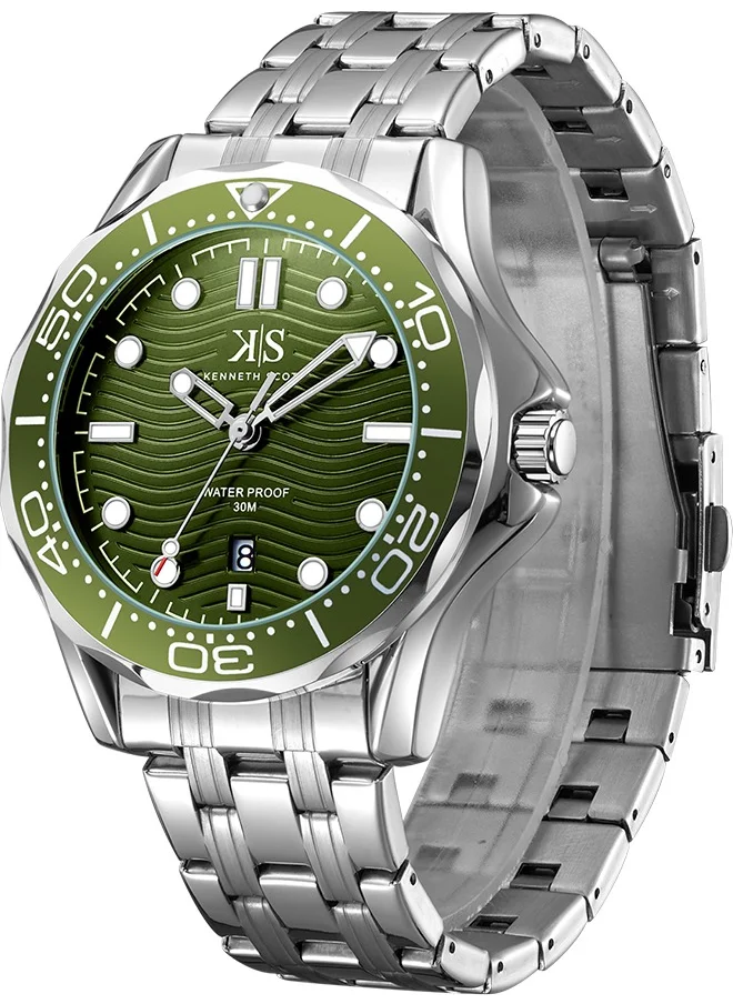 KENNETH SCOTT Kenneth Scott Men's Military Green Dial Analog Watch - K22009-SBSH
