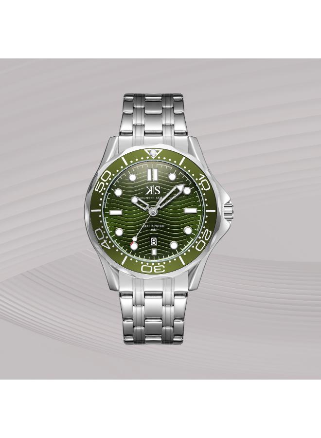 كينيث سكوت ساعة كينيث سكوت رجالي بعقارب وسوار ستانلس ستيل فضي - Image 1