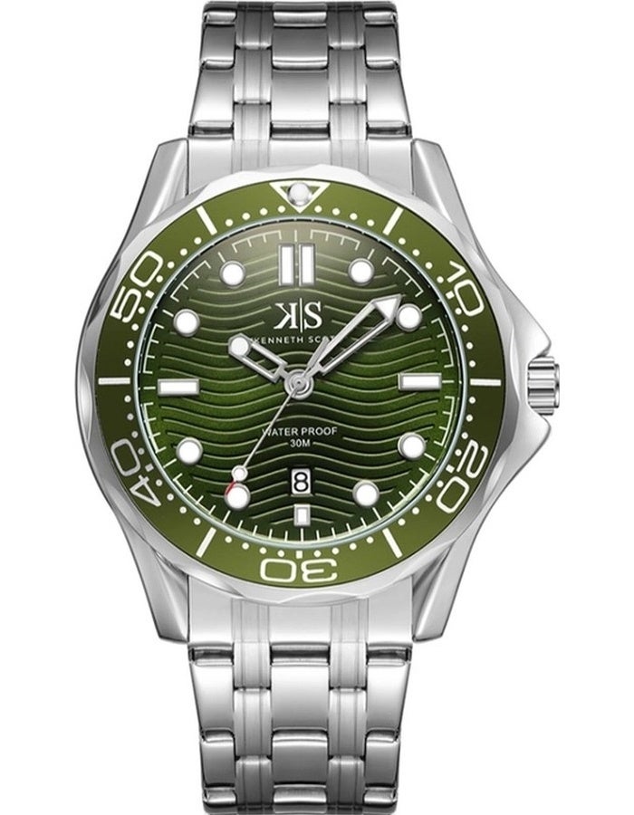 كينيث سكوت ساعة كينيث سكوت رجالي بعقارب وسوار ستانلس ستيل فضي - Image 4