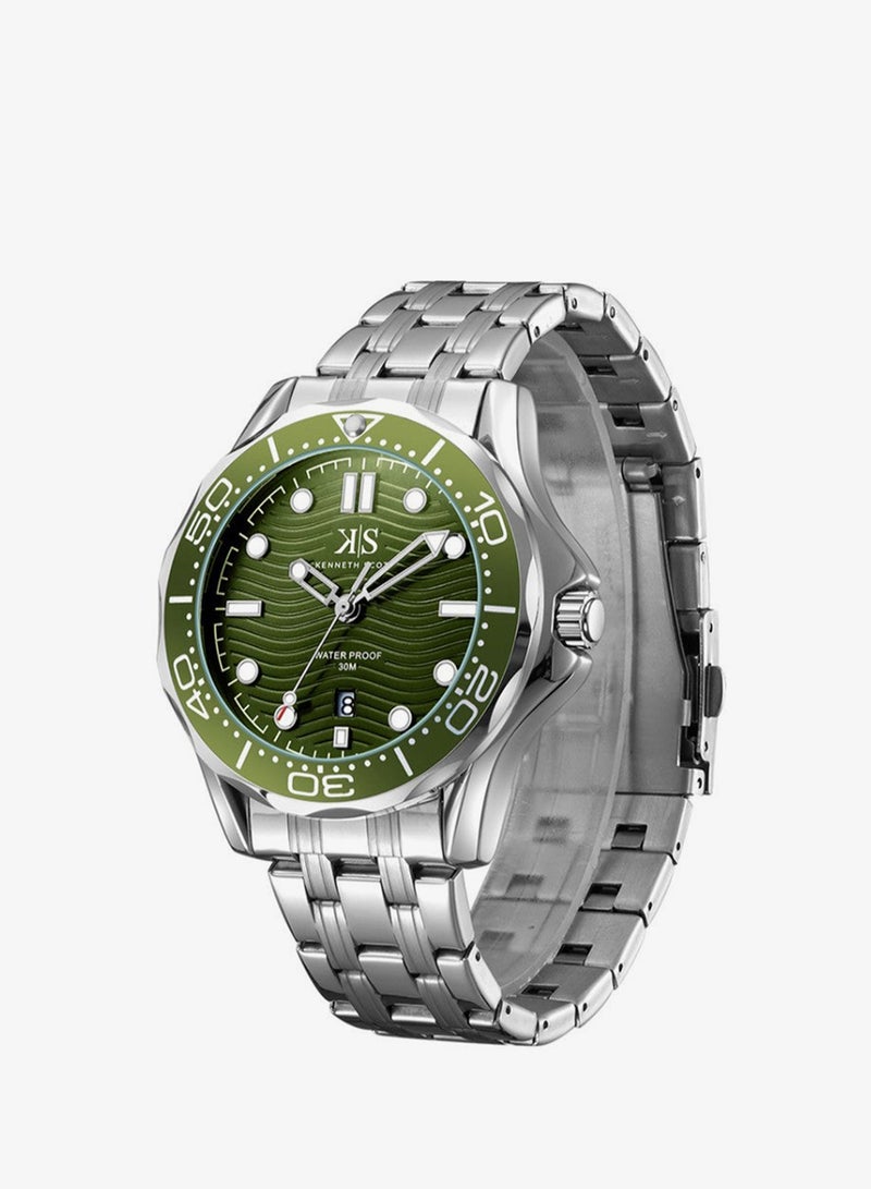 Kenneth Scott K22009-SBSH Men's Analog Display Watch & Stainless Steel Strap Silver - Image 5