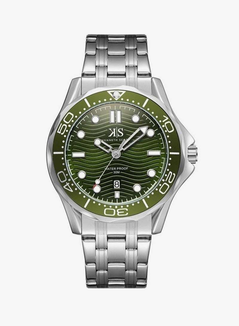 Kenneth Scott K22009-SBSH Men's Analog Display Watch & Stainless Steel Strap Silver - Image 4