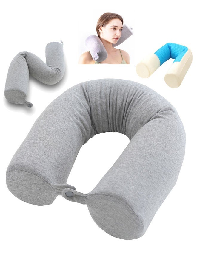 كيلا وسادة سفر تويست من إسفنج الذاكرة للطائرات، وسادة رقبة للسفر للنوم، وسادة طائرة لدعم الرقبة والذقن وأسفل الظهر والساق - قابلة للتعديل، وسادة دوارة للرقبة قابلة للانحناء - Image 1