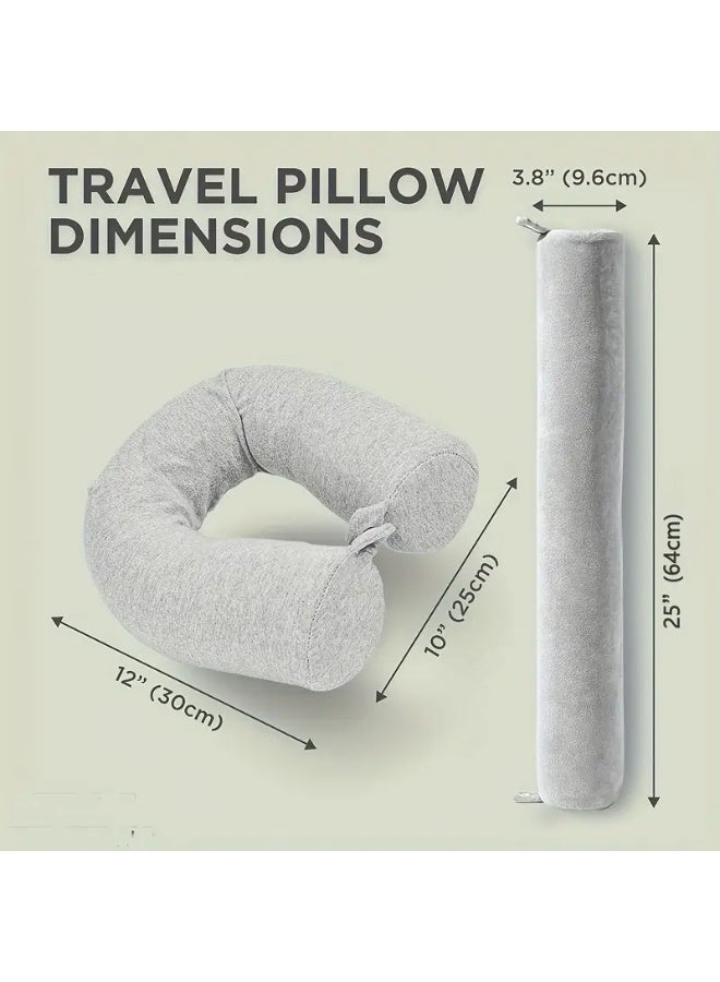 كيلا وسادة سفر تويست من إسفنج الذاكرة للطائرات، وسادة رقبة للسفر للنوم، وسادة طائرة لدعم الرقبة والذقن وأسفل الظهر والساق - قابلة للتعديل، وسادة دوارة للرقبة قابلة للانحناء - Image 3