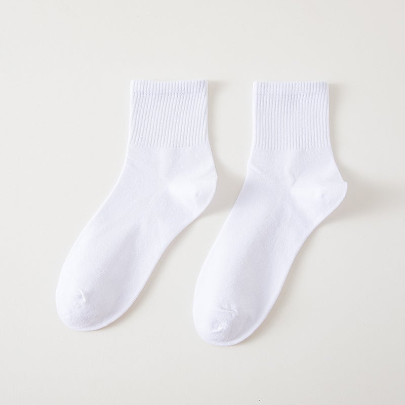 Unisex Cotton Sports Socks Black White Gray 023-1 Black - Image 4