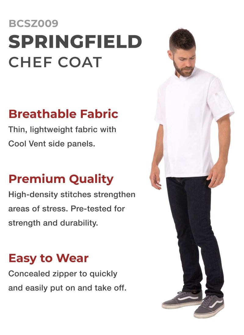 Chef Works Men's Springfield Chef Coat, White, Small - Image 2