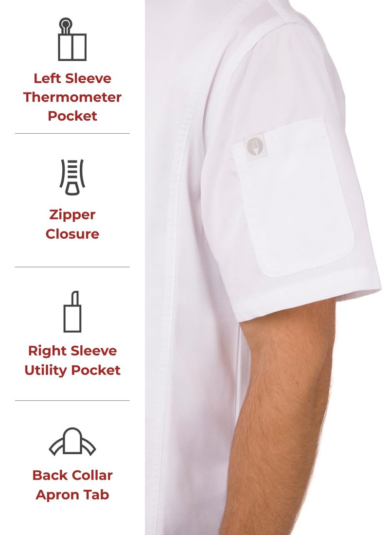 Chef Works Men's Springfield Chef Coat, White, Small - Image 3