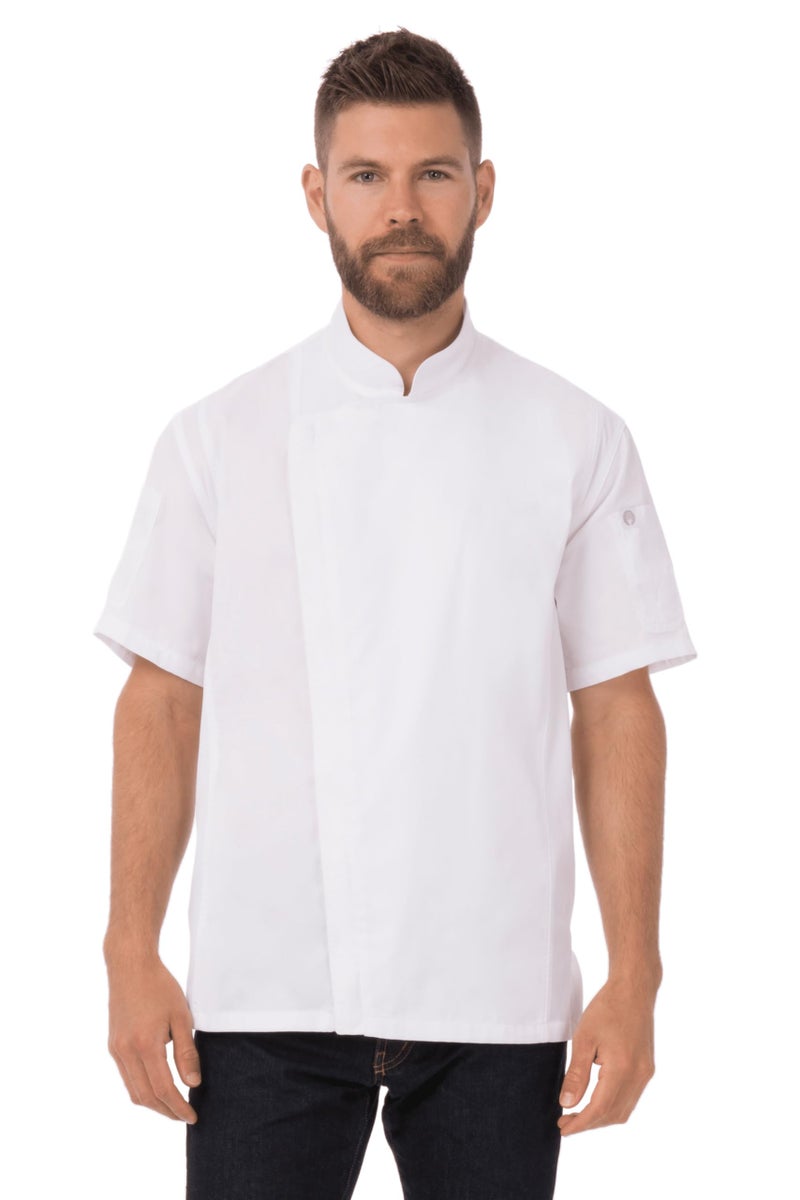 Chef Works Men's Springfield Chef Coat, White, Small - Image 1