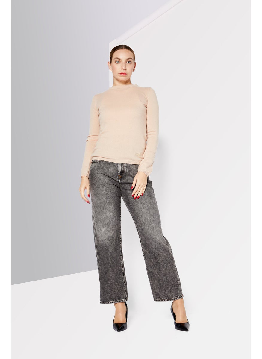 Cavalli Class Women Crew Neck Long Sleeve Brand Logo Sweater, Blush  - Image 2