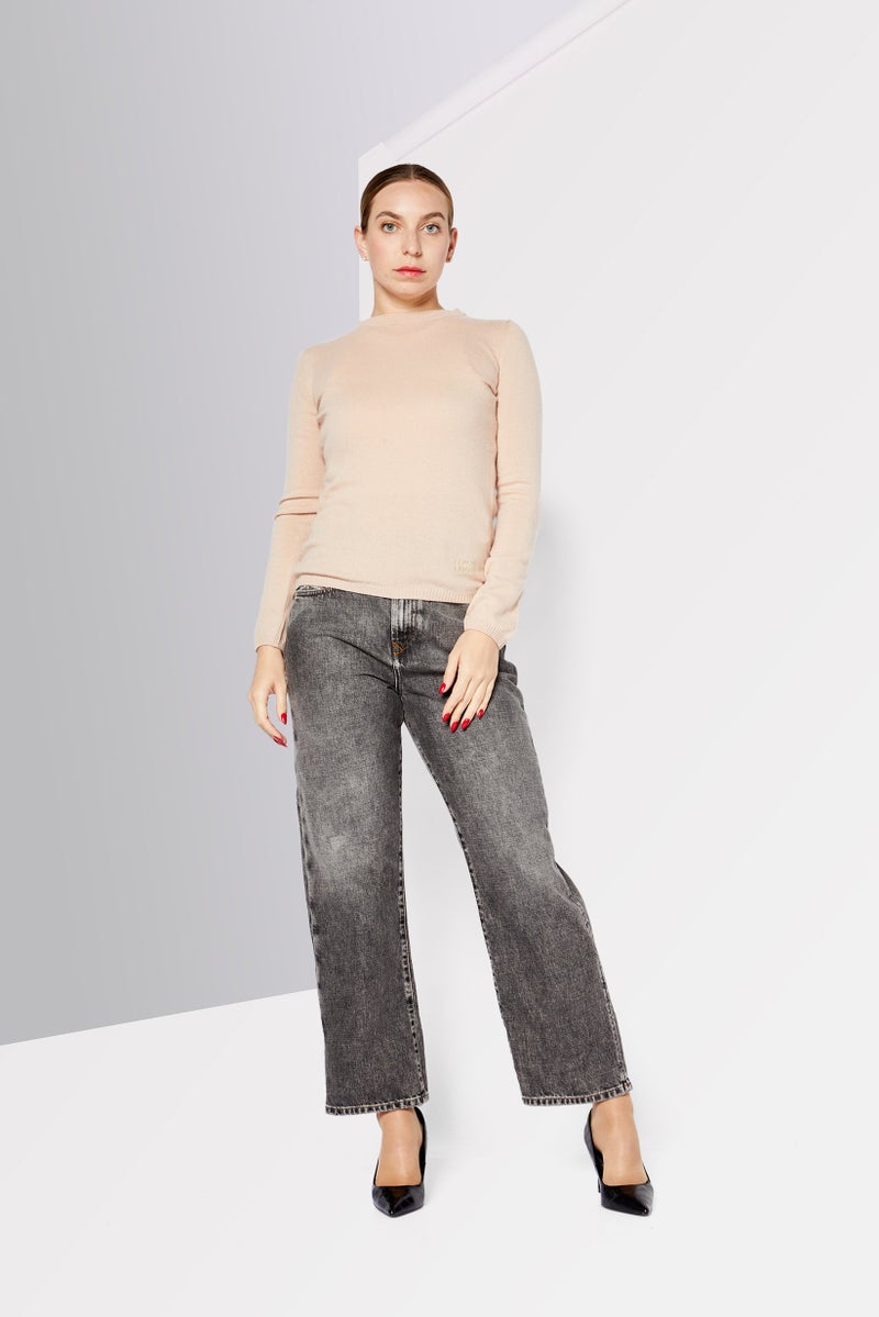 Cavalli Class Women Crew Neck Long Sleeve Brand Logo Sweater, Blush - Image 4