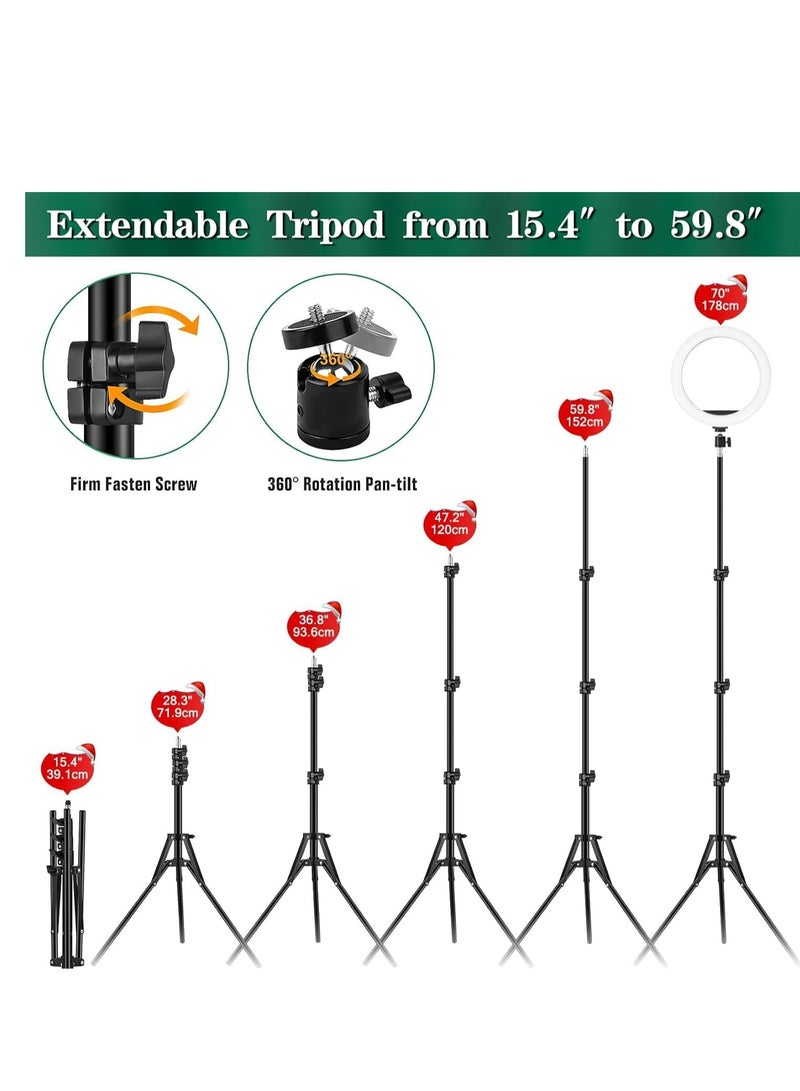 Ring Light with Tripod Stand & Phone Holder - 10 inch Selfie LED Ringlight Desktop Lamp 40 Colors RGB Tall Circle Light for Camera Makeup Video YouTube TikTok Live Streaming Zoom Meetings. - Image 3
