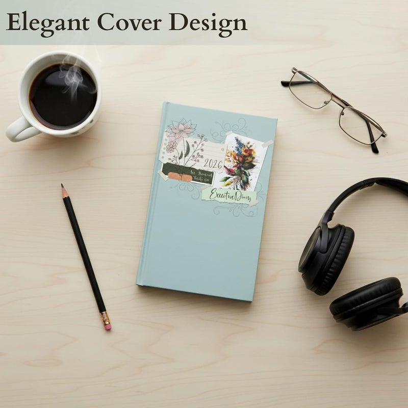 TULMAN 2026 Diary Hardcover Design Everyday Notebooks (22x14 cm), Best for Study Planner, Personal Journal, Business Planning & Stationery Lovers - dusty blue-green - Image 2