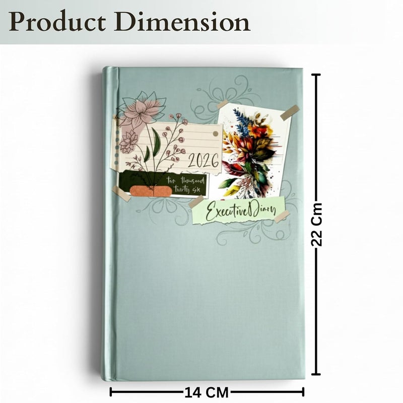 TULMAN 2026 Diary Hardcover Design Everyday Notebooks (22x14 cm), Best for Study Planner, Personal Journal, Business Planning & Stationery Lovers - dusty blue-green - Image 5