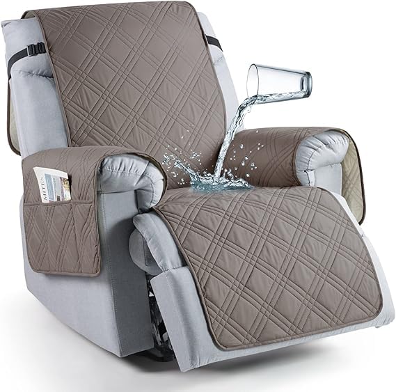 BLESSING PET SUPPLY TAOCOCO Recliner Chair Cover Oversized Recliner Covers for Large Recliner Chair with Double Straps Non Slip Reclining Chair Cover for Kids Pets Light Brown 236 - Image 1