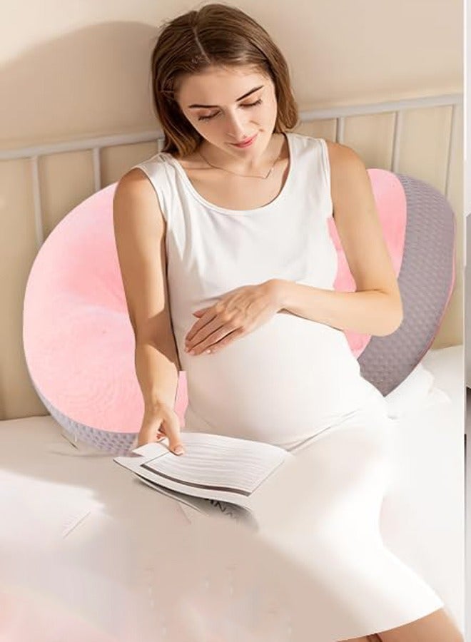 Pregnancy Pillow For Sleeping, Wedge Maternity Pillow For Pregnant Women Adjustable Body Pillow With Detachable Washable Cover, Soft Waist Support Pillow For Side Sleeper Back Leg Belly Hip,Best Pregnant Mom Gift (pink) - Image 3