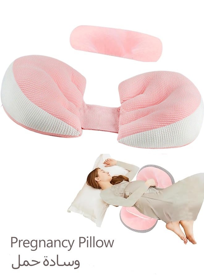 Pregnancy Pillow For Sleeping, Wedge Maternity Pillow For Pregnant Women Adjustable Body Pillow With Detachable Washable Cover, Soft Waist Support Pillow For Side Sleeper Back Leg Belly Hip,Best Pregnant Mom Gift (pink) - Image 1