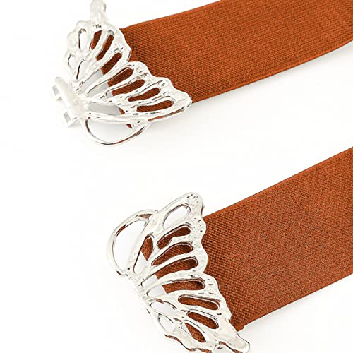 REDHORNS Fabric Elastic Waist Belt for Women Dresses Butterfly Design Stretchy Wide Belt for Ladies Saree - Free Size (LD134F_Tan) - Image 2