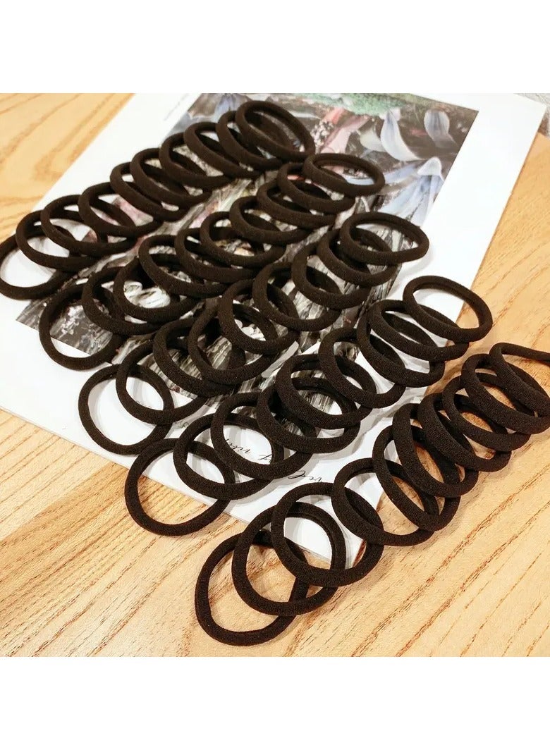Ucanbe Black Basic Girl Scrunchies Available in Packs of 50pcs; Simple High-Elastic Rubber Band Hair Accessories.  - Image 2